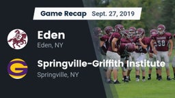 Recap: Eden  vs. Springville-Griffith Institute  2019