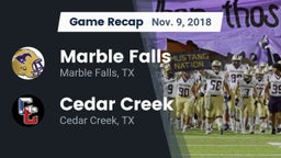 Recap: Marble Falls  vs. Cedar Creek  2018