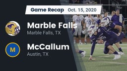 Recap: Marble Falls  vs. McCallum  2020