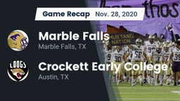 Recap: Marble Falls  vs. Crockett Early College  2020