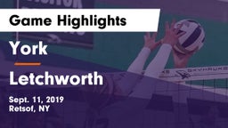 York  vs Letchworth Game Highlights - Sept. 11, 2019