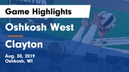 Oshkosh West  vs Clayton  Game Highlights - Aug. 30, 2019