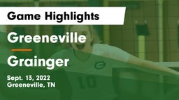 Greeneville  vs Grainger  Game Highlights - Sept. 13, 2022