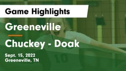 Greeneville  vs Chuckey - Doak  Game Highlights - Sept. 15, 2022