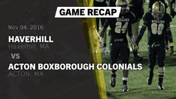 Recap: Haverhill  vs. Acton Boxborough Colonials 2016