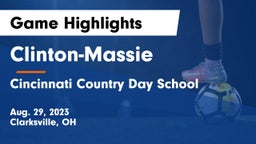 Clinton-Massie  vs Cincinnati Country Day School Game Highlights - Aug. 29, 2023