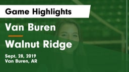 Van Buren  vs Walnut Ridge  Game Highlights - Sept. 28, 2019