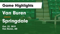 Van Buren  vs Springdale  Game Highlights - Oct. 22, 2019