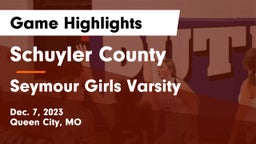 Schuyler County vs Seymour Girls Varsity Game Highlights - Dec. 7, 2023