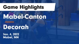 Mabel-Canton  vs Decorah  Game Highlights - Jan. 4, 2022