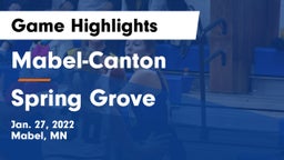 Mabel-Canton  vs Spring Grove  Game Highlights - Jan. 27, 2022