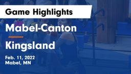 Mabel-Canton  vs Kingsland  Game Highlights - Feb. 11, 2022