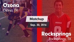 Matchup: Ozona vs. Rocksprings  2016