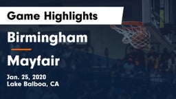 Birmingham  vs Mayfair  Game Highlights - Jan. 25, 2020