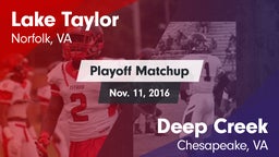 Matchup: Lake Taylor vs. Deep Creek  2016