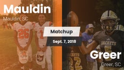 Matchup: Mauldin vs. Greer  2018