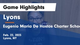 Lyons  vs Eugenio Maria De Hostos Charter School Game Highlights - Feb. 22, 2023