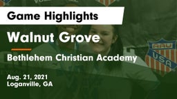 Walnut Grove  vs Bethlehem Christian Academy  Game Highlights - Aug. 21, 2021