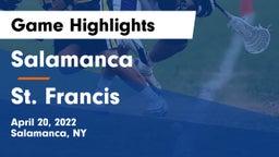 Salamanca  vs St. Francis  Game Highlights - April 20, 2022