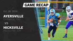 Recap: Ayersville  vs. Hicksville  2016