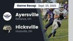 Recap: Ayersville  vs. Hicksville  2020