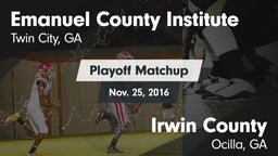 Matchup: Emanuel County Insti vs. Irwin County  2016