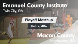 Matchup: Emanuel County Insti vs. Macon County  2016