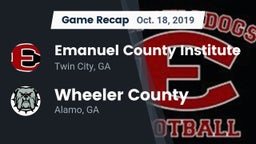 Recap: Emanuel County Institute  vs. Wheeler County  2019