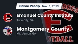 Recap: Emanuel County Institute  vs. Montgomery County  2019