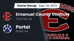 Recap: Emanuel County Institute  vs. Portal  2019