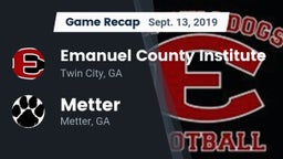 Recap: Emanuel County Institute  vs. Metter  2019