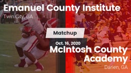 Matchup: Emanuel County Insti vs. McIntosh County Academy  2020