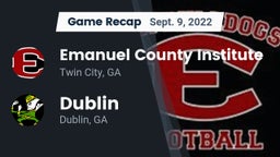 Recap: Emanuel County Institute  vs. Dublin  2022