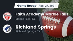 Recap: Faith Academy Marble Falls vs. Richland Springs  2021