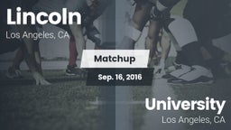 Matchup: Lincoln vs. University  2016