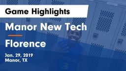 Manor New Tech vs Florence  Game Highlights - Jan. 29, 2019