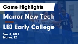 Manor New Tech vs LBJ Early College  Game Highlights - Jan. 8, 2021