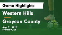 Western Hills  vs Grayson County  Game Highlights - Aug. 31, 2019