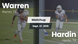 Matchup: Warren vs. Hardin  2019