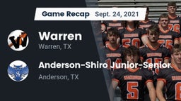 Recap: Warren  vs. Anderson-Shiro Junior-Senior  2021