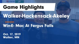 Walker-Hackensack-Akeley  vs Win-E- Mac At Fergus Falls  Game Highlights - Oct. 17, 2019