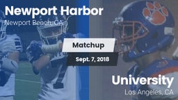 Matchup: Newport Harbor High vs. University  2018