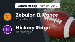 Recap: Zebulon B. Vance  vs. Hickory Ridge  2017