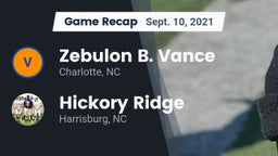 Recap: Zebulon B. Vance  vs. Hickory Ridge  2021