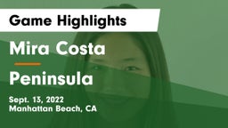 Mira Costa  vs Peninsula  Game Highlights - Sept. 13, 2022