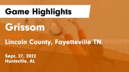 Grissom  vs Lincoln County, Fayetteville TN Game Highlights - Sept. 27, 2022