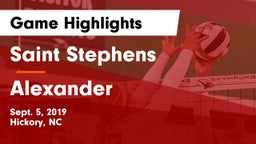 Saint Stephens  vs Alexander  Game Highlights - Sept. 5, 2019