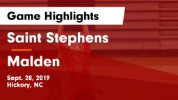 Saint Stephens  vs Malden  Game Highlights - Sept. 28, 2019