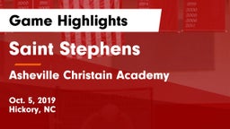 Saint Stephens  vs Asheville Christain Academy Game Highlights - Oct. 5, 2019