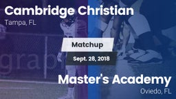 Matchup: Cambridge Christian vs. Master's Academy  2018